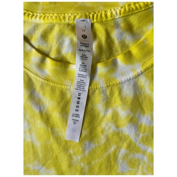 NWOT Lululemon All Yours Crop Tank Top Yellow Tie Dye Crewneck Sleeveless Sz. 12 - Picture 4 of 5